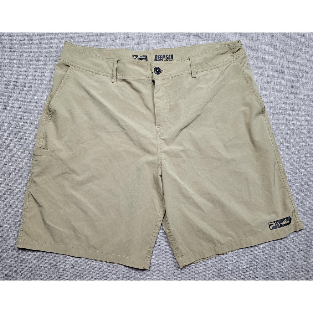 Pelagic Shorts Mens 40 Beige Deep Sea Hybrid Chino Fishing Stretch 10 Inseam